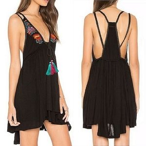 🌺NEW🌺 Free People Lover Cove Black Embroidered Tunic Dress, XS